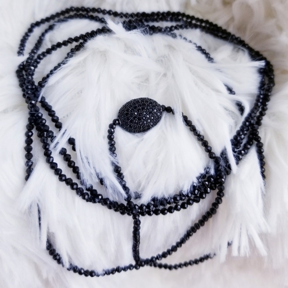 Black Spinel Long Layering Necklace - Picture 6 of 7